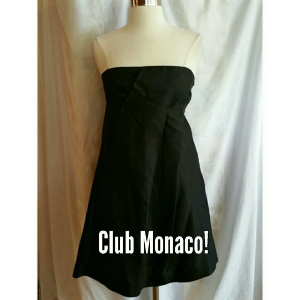 Club Monaco Black Strapless Shayna Silk Mini Dress
